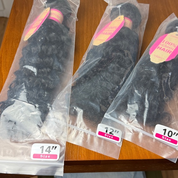 NWT 3 bundles Curly Wavy Brazilian Human Hair Unprocessed 100g/pc 10 12 14 inch - Picture 2 of 15